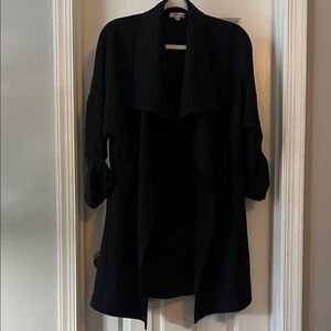 Max Studio Black Draped Open-Front Trench Coat